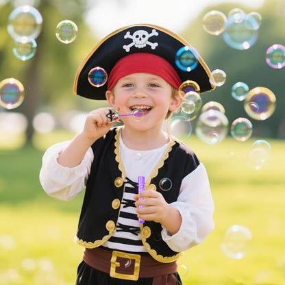 Winrayk Pirate Party Favors, 24Pcs Self-designed Mini Bubble Wands for Kids Bubbles Bulk with Detachable Topper (6 Styles & Colors), Birthday Gift Toy Pinata Filler Goodie Bag Stuffer Classroom Prizes - style: Pirate