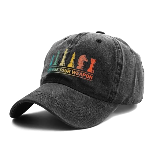Choose Your Weapon Retro Chess Master Pieces Game Club Humor Baseball Caps,Fishing Hat Trucker Cap Adjustable Sun Peak Hats - color: Black 3