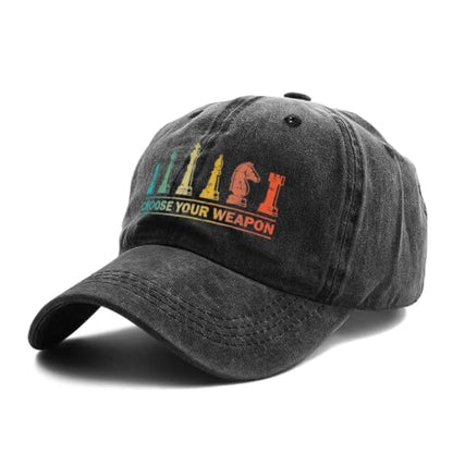 Choose Your Weapon Retro Chess Master Pieces Game Club Humor Baseball Caps,Fishing Hat Trucker Cap Adjustable Sun Peak Hats - color: Black 3