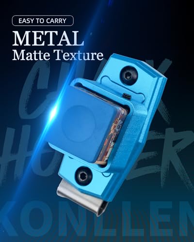 KONLLEN Magnetic Pool Chalk Holder Aluminum Alloy Belt Clip | Portable design, durable metal construction, quick access,metal cue chalk case for pool, snooker and carom - color: Blue Chalk Holder+pool chalk