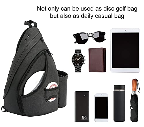 MOYAQI Disc Golf Bag with Retriever Holder and Storage Pockets, Disc Golf Backpack with 8-10 Disc Capacity, Padded Adjustable Strap and Back Panel, Lightweight and Durable - color: Grey