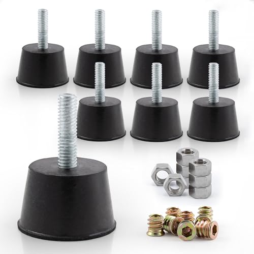 NEWBYTEK M6 Thread Rubber Furniture Leveling Feet Screw in Threaded Furniture Levelers Adjustable Table Chair Levelers Feet Glides for Chairs Tables Cabinet Patio - 8 Pack - size: M6 Thread, 8 Pack