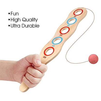 ArtCreativity Wooden Flip Paddle Game, Set of 2, Wood Paddle Toy with Red Ball on String, Outdoor Toys for Boys and Girls, Beach and Backyard Games for Kids and Adults, Great Gift Idea - size: 12.33 inches tall