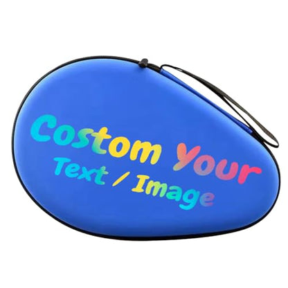 Personalized Table Tennis Racket Case, Custom Hard Shell Ping Pong Storage Bag Ping Pong Paddles Case with Zipper Can Hold 2 Short-Handled Rackets or 1 Long-Handled Racket - color: Blue