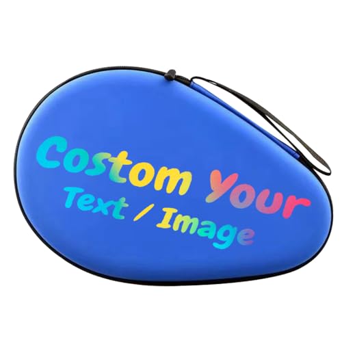Personalized Table Tennis Racket Case, Custom Hard Shell Ping Pong Storage Bag Ping Pong Paddles Case with Zipper Can Hold 2 Short-Handled Rackets or 1 Long-Handled Racket - color: Blue
