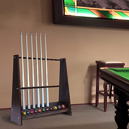 Pool Stick Holder, Pool Cue Holder, Billiard Cue Rack, Wooden Pool Stick Stand, Pool Cue Rack, Raised Base, Holds 10 Pool Sticks, For Indoor Living Rooms, Bars, Pavilions, Entertainment Parties