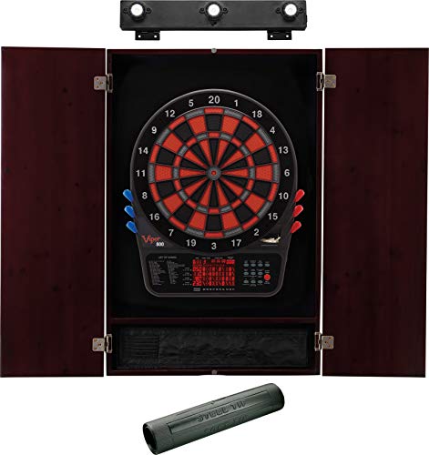 Viper 800 Electronic Dartboard, Metropolitan Espresso Cabinet, Laser Throw Line & Shadow Buster Dartboard Light Bundle - color: Mahogany, style: Mat Throw Line