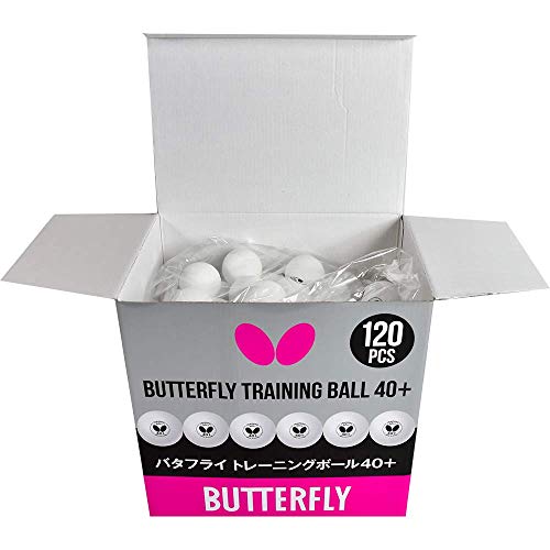 Butterfly 40+ Training Ball 40+ Ball Used for Training – Pack of 6 or Box of 120 White Training Balls – 40+ Training Balls are Comparable to a Three-Star Ball