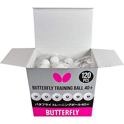 Butterfly 40+ Training Ball 40+ Ball Used for Training – Pack of 6 or Box of 120 White Training Balls – 40+ Training Balls are Comparable to a Three-Star Ball
