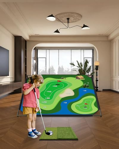 NAIZEA Golf Chipping Game with Stand - Golf Target Battle Games with Hitting Mat, 25 Sticky Balls, Indoor Outdoor Portable Golfs Game for Chipping Practice for Dads Golfers,80"x80"