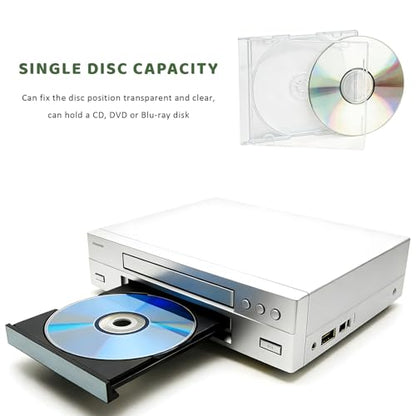6PCS Standard Single Clear CD Jewel Case, 10 mm Thin Plastic DVD Protective Cases Replacement w/Assembled Tray, Square-Shaped Single Disc Storage Box for Most Cars (Transparent) - color: Transparent