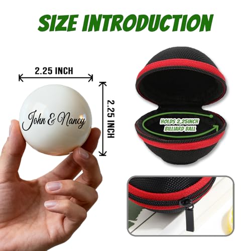 Custom 57mm Billiard Cue Ball with Pouch - Personalized Text/Logo Pool Cue Ball, Birthday Gifts for Dad, Husband, Billiards Player, Billiards Lover, Wedding Father's Day Valentine's Day Gifts - color: Couples