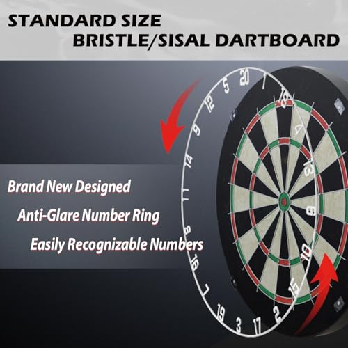 Dartboard with Staple-Free Bullseye Easily Recognizable Numbers 18g Steel Tip Darts Set 12 Steel Tip Darts 18g Mounting Kits Include - style: DB
