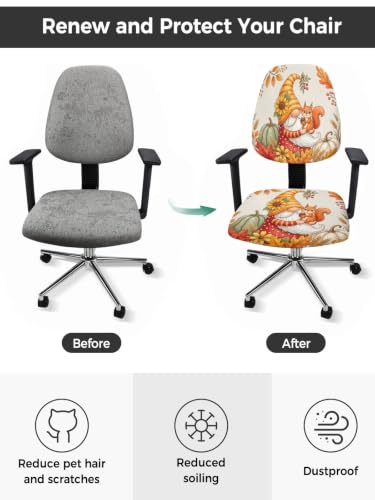 Savannan Office Chair Cover, Thanksgiving Pumpkin Dwarf Protective Stretch Elastic Universal Cover for Desk Task Chair,Computer Rotating Chair 1 Pcs Autumn Maple Leaves