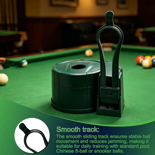 Pool Ball Rack, Hold 15 Balls, for Billiard Training, Not 3DPrinted | Portable Single Person Training Aid for Standard Pool Snooker Table Training - color: dark green
