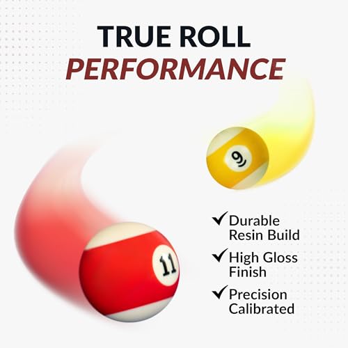 Hathaway Regulation Pool Balls Billiard Set of 16 - Standard Pool Table Accessories with 7 Striped, 7 Solid-Colored, a Black 8-Ball, and a White Cue Ball