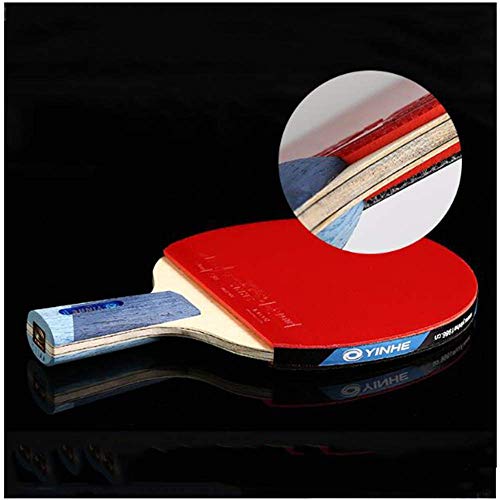 Professional Table Tennis Bat 5 Layers of Wood 2 Layers of Carbon Fiber Ping Pong Bat Suitable for for Players of All Levels/As Shown/Short Handle - size: Short handle
