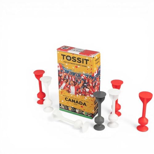 TOSSIT Suction Cup Darts, Toss Game Perfect Family and Party, Silicone Throwing Game for Backyard, Indoor and Outdoor Fun, Starter Pack, World Football Edition - color: Canada