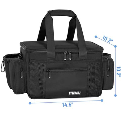 Disc Golf Storage Bag Durable Large Capacity with Dividers and Multi Side Pockets, Black - style: 14.5 X 10.2 X 10.2 Inch