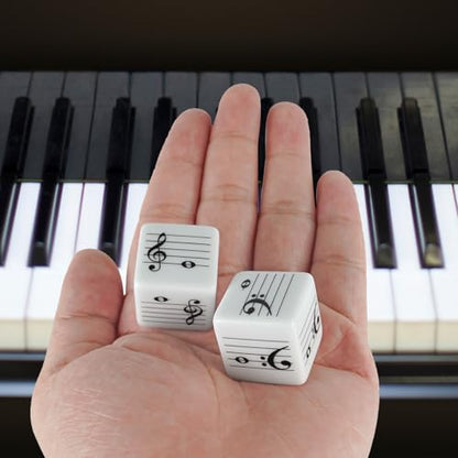 oyeftp Fun Five-Line Staff Music Note Dice for Theory Learning, Large 20mm Educational Dice Set, Includes Treble Clef & Bass Clef Dice for Classroom Music Games - style: Music Note Dice
