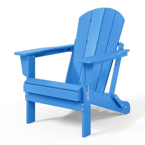 WestinTrends Malibu HDPE Outdoor Patio Folding Poly Adirondack Chair, Pacific Blue - color: Pacific Blue, size: 1 Chair