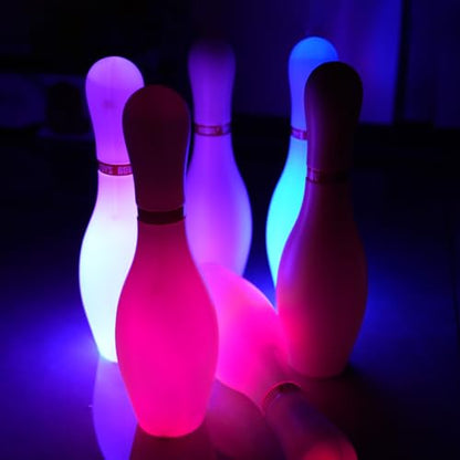 Light Up Bowling Set, Glow in The Dark Bowling Pins for Outdoor and Indoor Kids Games Fit Christmas New Year Party Gift, Kids Education Motor Skills Toys(bolwing pin 10.23in)