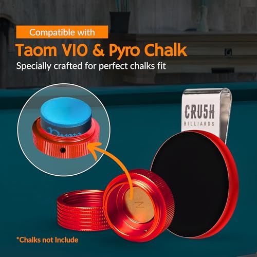 Magnetic Chalk Holder with Lid & Belt Clip – Round Billiard Pool Cue Chalk Holder with Strong Magnet, Portable Snooker Chalk Case for Players - color: Red