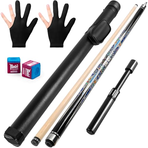 Kmise Professional Pool Cue Stick, 18 19 20oz Canadian Maple Cue Sticks, Low Deflection Shaft with Telescopic Extension Cue - color: Pattern2, size: 21oz