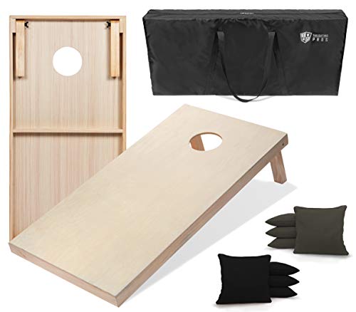 Tailgating Pros 4'x2' & 3'x2' Premium Cornhole Boards w/Carrying Case & Set of 8 All Weather Cornhole Bags - color: Black/Charcoal