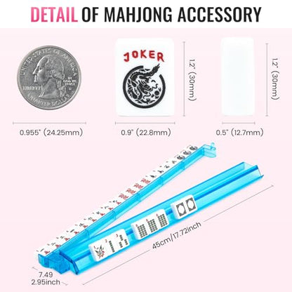 American Mahjong Tile Set,166 White Tiles Mahjong Set,4 Colors Mahjong Racks,Travel Mahjong Set with Pink Carrying Bag - style: Pink Bag