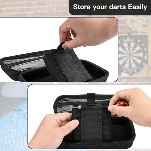 Hard EVA Shell Dart Case Storage for 6 Darts, Large Capacity Soft Tip Darts Protective Case, DartsEquipment Container With Zip, Dart Storage Holder Carrying Bag for Home（DartsNot Included）
