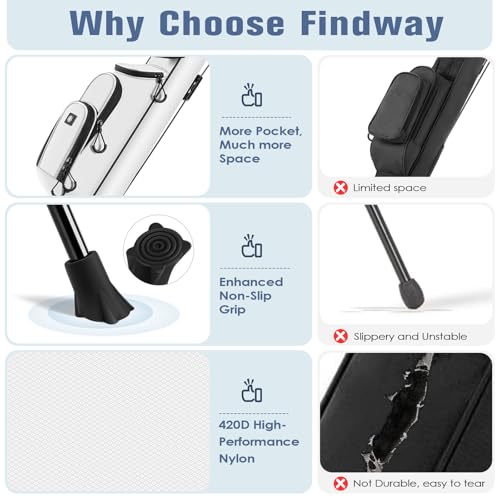 Findway Golf Stand Bag, [Upgraded Generous Space] Small Golf Bag for Driving Range, Par 3 & Executive Courses, Lightweight Sunday Golf Club Carry Bag with 3 Pockets - color: White