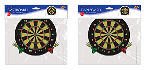Beistle 3-D Dartboard Centerpieces, 8.75" x 8.5", Set of 2 - Sports Party Supplies, Recreational Bullseye Board Table Decor - style: Dartboard
