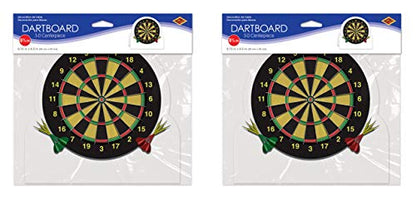 Beistle 3-D Dartboard Centerpieces, 8.75" x 8.5", Set of 2 - Sports Party Supplies, Recreational Bullseye Board Table Decor - style: Dartboard