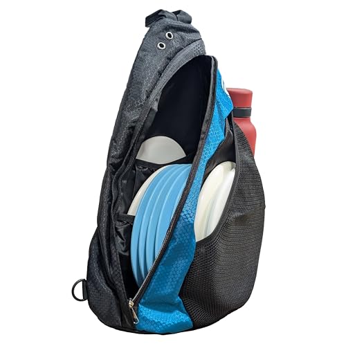 Disc Golf Backpack Slinger Bag | 6-12 Discs | Multiple Colors - color: Blue and Black