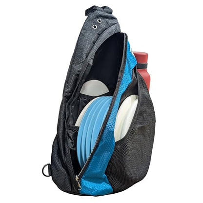 Disc Golf Backpack Slinger Bag | 6-12 Discs | Multiple Colors - color: Blue and Black