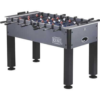 Fat Cat Rebel 4.5 Foot Foosball Table, Soccer Table Game with Quick Snap Rods, Blue Playing Field, Abacus Scoring, Includes 4 Foosball Balls