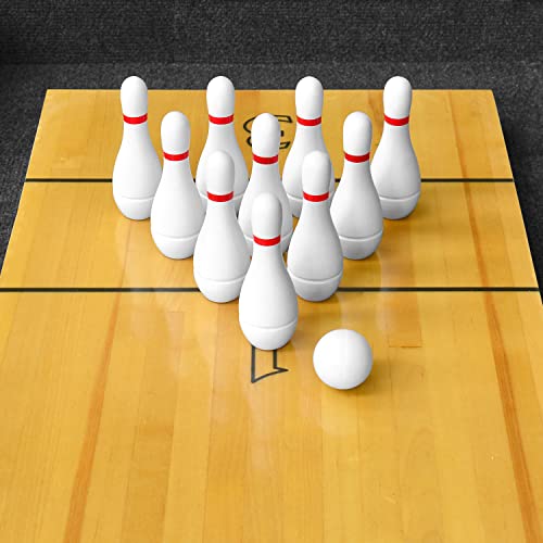 Tabletop Shuffleboard Bowling Pin Set Portable Shuffleboard Bowling Pin Game,Solid Wood Shuffleboard Bowling Curling Games- Easy Carry - color: White