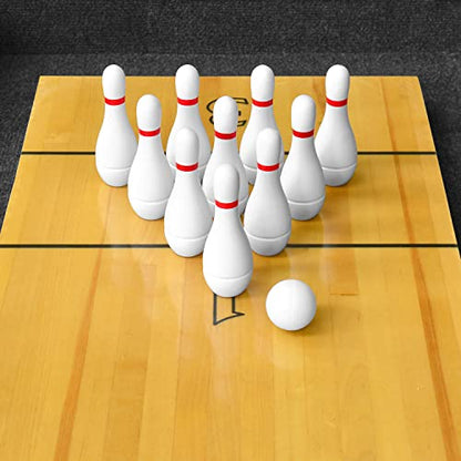 Tabletop Shuffleboard Bowling Pin Set Portable Shuffleboard Bowling Pin Game,Solid Wood Shuffleboard Bowling Curling Games- Easy Carry - color: White