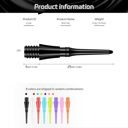 CyeeLife 2BA Thread Soft Tip Dart Points - Plastic Dart Tips - 100/1000 Pack Premium Replacement Dart Accessories - color: 100pcs