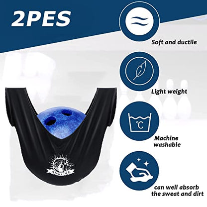 2 Pcs Washable Bowling Ball Polisher Bags Bowling Ball Cleaner Holder Bags Black Bowling See Saws Bowling Cleaner Towels for Bowling Ball Cleaning