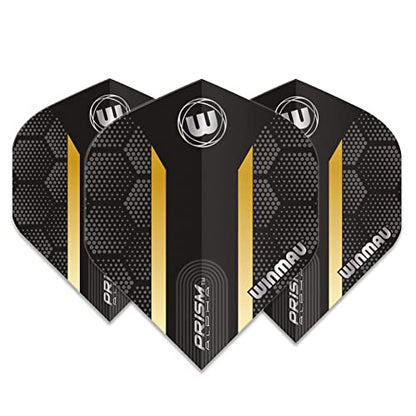 Winmau Prism Alpha Black & Gold Hexagon Extra Thick Dart Flights - 1 Set per Pack (3 Flights in Total)