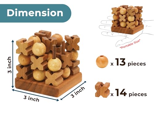 BSIRI 3D Wooden Tic Tac Toe Rustic Coffee Table Decor Unique Gifts for Special Occasions Fun for Adults in Strategic Game Night Family Games - style: 3D Tic Tac Toe
