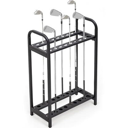 Hicarer 18 Hole Golf Club Holder Metal Golf Club Organizer Stand Rack Putter Stand Display for Indoor and Outdoor Use Home, Black - style: 18 Hole