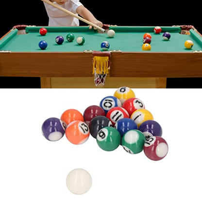 16 Pcs Mini Billiard Balls Set, 25mm/0.98in Mini Pool Balls, Resin Pool Ball Billiard Set with 8 Colors for Family Fun, Entertainment (Not Suitable for Adults)