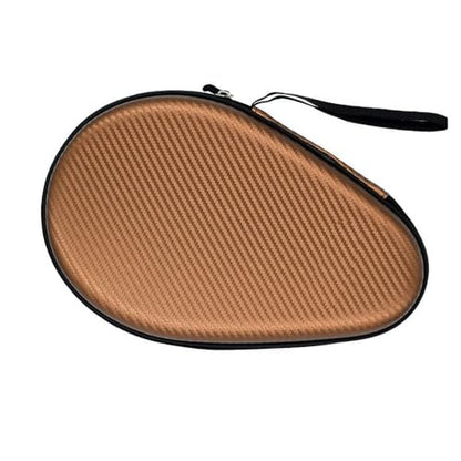 MiOYOOW Table Tennis Racket Case, Hard Shell Ping Pong Storage Bag Ping Pong Paddles Case with Zipper Can Hold 2 Short-Handled Rackets or 1 Long-Handled Racket - color: Straw mat pattern khaki