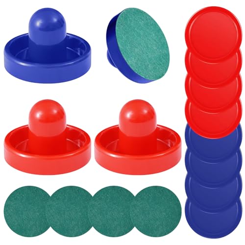 Air Hockey Pushers and Air Hockey Pucks, Indoor Games Goal Handles Paddles Replacement Accessories Set for Game Tables Equipment - color: Red-Blue