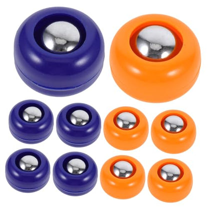 Toyvian 20pcs Mini Shuffleboard and Curling Game Set Durable Tabletop Sports Balls for Family Gatherings Easy to Use with Blue and Orange Rollers