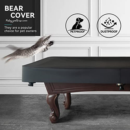 Heavy Duty Leatherette Billiard Pool Table Cover, Waterproof & Tearproof Cover for Pool Table 7/8/9FT (Black Charcoal/Matte, 8FT-(100"LX 56"WX 8“H)) - color: Black Charcoal/Matte, size: 8FT-(100"LX 56"WX 8“H)