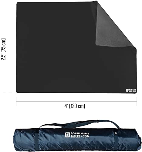 Board Game Playmat [2.5'x4'/Thick Super Cushioned/Stitched Edge/Water Resistant] with Carrying Case - for Tabletop Board Games, Card Games, RPG Games (Small, Black) - color: Black, size: Small (2.5'x4')
